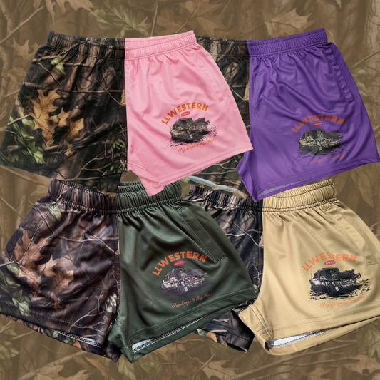 PREORDER CLOSED - 'Pig Dogs & Big Hogs' Camo Footy Shorts