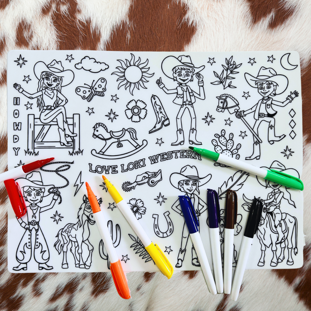 Reusable Silicone Colouring Mats - Cowkid Crew Edition