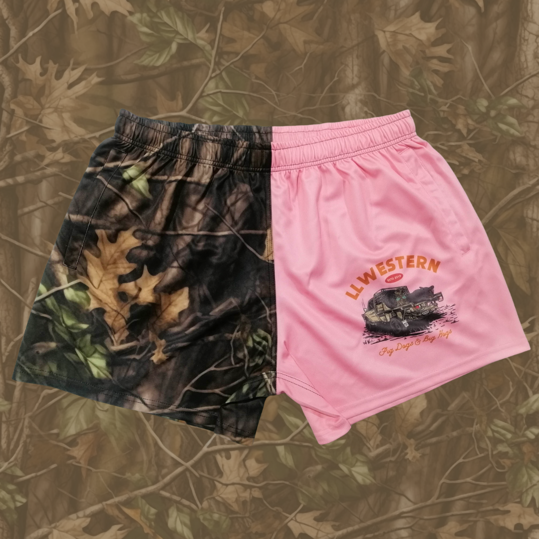 PREORDER CLOSED - 'Pig Dogs & Big Hogs' Camo Footy Shorts