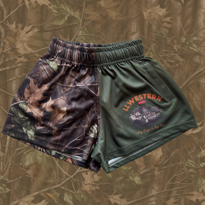 PREORDER CLOSED - 'Pig Dogs & Big Hogs' Camo Footy Shorts