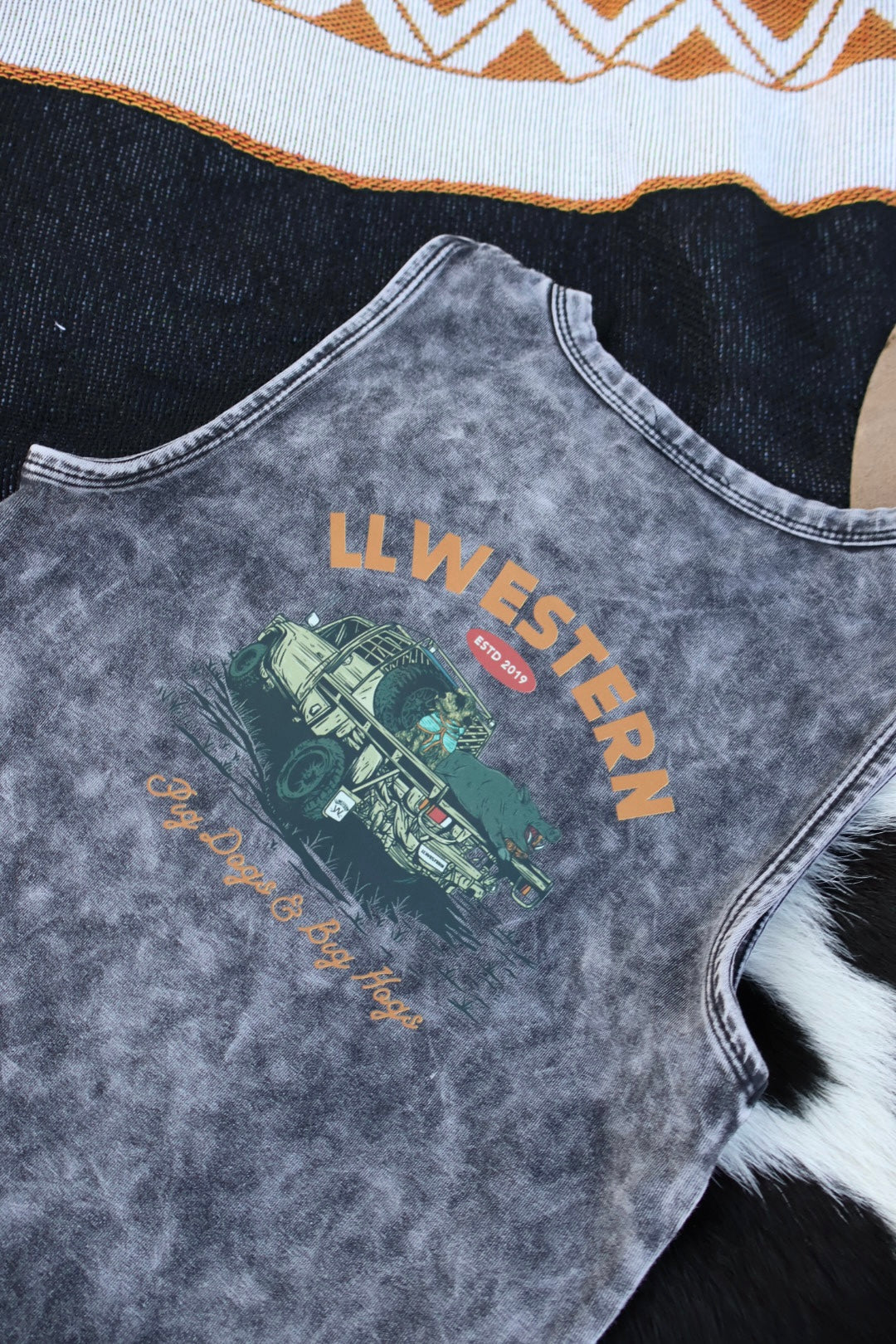 'Pig Dogs & Big Hogs' Stonewash Singlet