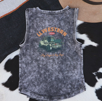 'Pig Dogs & Big Hogs' Stonewash Singlet